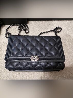 CHANEL Black Quilted Boy WOC